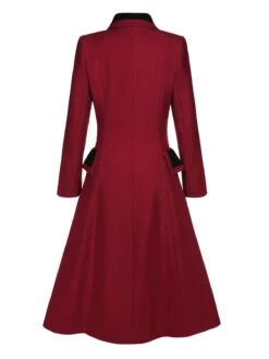 Red 1950s Lapel Double Breasted Coat -Retro Pulse Shop SCHL002705 3 compressed