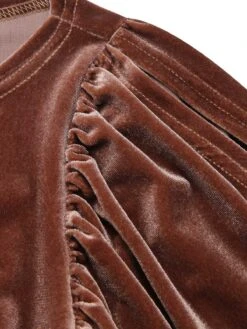 Dark Brown 1960s Puff Sleeve Velvet Belted Dress -Retro Pulse Shop SCHL002711 4 compressed