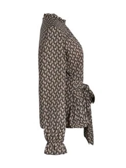 Khaki 1950s Geometric Prints Belted Blouse -Retro Pulse Shop SCHL002736 KH 2 compressed