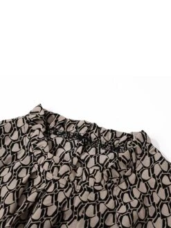 Khaki 1950s Geometric Prints Belted Blouse -Retro Pulse Shop SCHL002736 KH 4 compressed