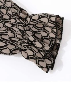 Khaki 1950s Geometric Prints Belted Blouse -Retro Pulse Shop SCHL002736 KH 5 compressed