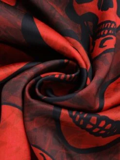 Deep Red 1960s Halloween Skull Halter Dress -Retro Pulse Shop SCHL002786 6