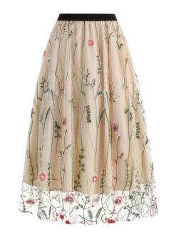 1950s Floral Embroidered Mesh Skirt -Retro Pulse Shop SCHL002801 BE1