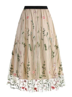 1950s Floral Embroidered Mesh Skirt -Retro Pulse Shop SCHL002801 BE2