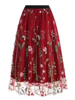 1950s Floral Embroidered Mesh Skirt -Retro Pulse Shop SCHL002801 DER 2