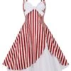 1950s Stripes Contrast Patchwork Strap Dress -Retro Pulse Shop SCHL002816 R 3 compressed