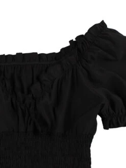 1950s Solid Smocked Waist Off-Shoulder Dress -Retro Pulse Shop SCHL002865 B 6