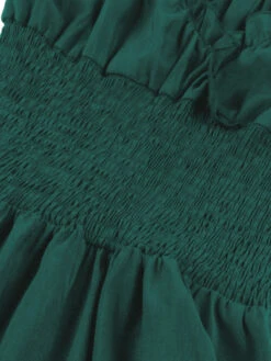 1950s Solid Smocked Waist Off-Shoulder Dress -Retro Pulse Shop SCHL002865 DG 3