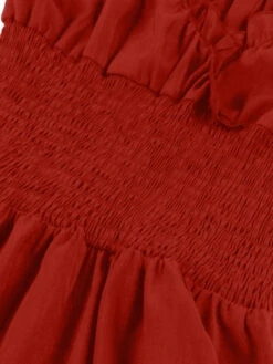 1950s Solid Smocked Waist Off-Shoulder Dress -Retro Pulse Shop SCHL002865 TR 5