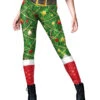 Green & Red 1960s Christmas Star Bell Leggings -Retro Pulse Shop SCHL002919 G 1
