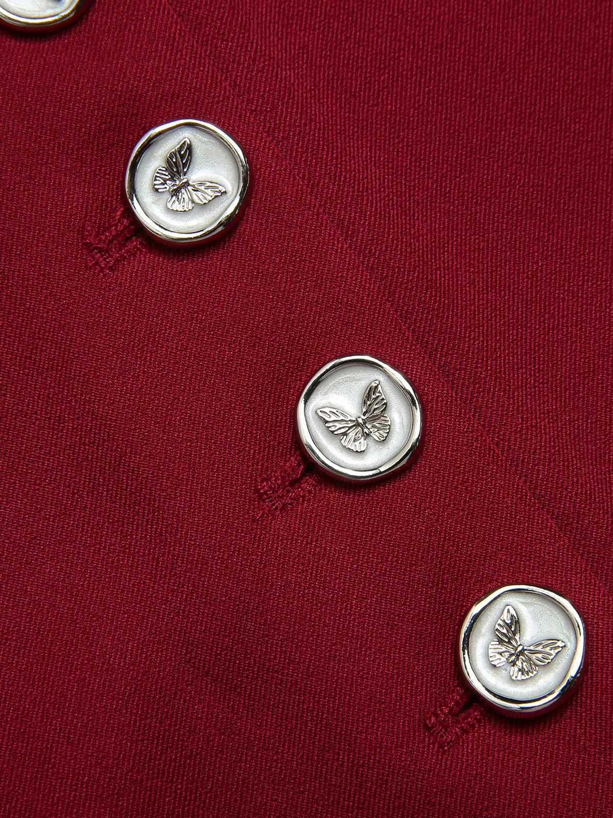 Red 1940s Buttoned Solid Skirt 9 Red 1940s Buttoned Solid Skirt - Image 7