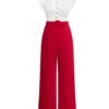 2PCS White & Red 1930s Bow Collar Blouse & Pants -Retro Pulse Shop SCHL003005 TR 1