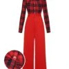 Red 1930s Christmas Plaid Jumpsuit -Retro Pulse Shop SCHL003006 01 compressed