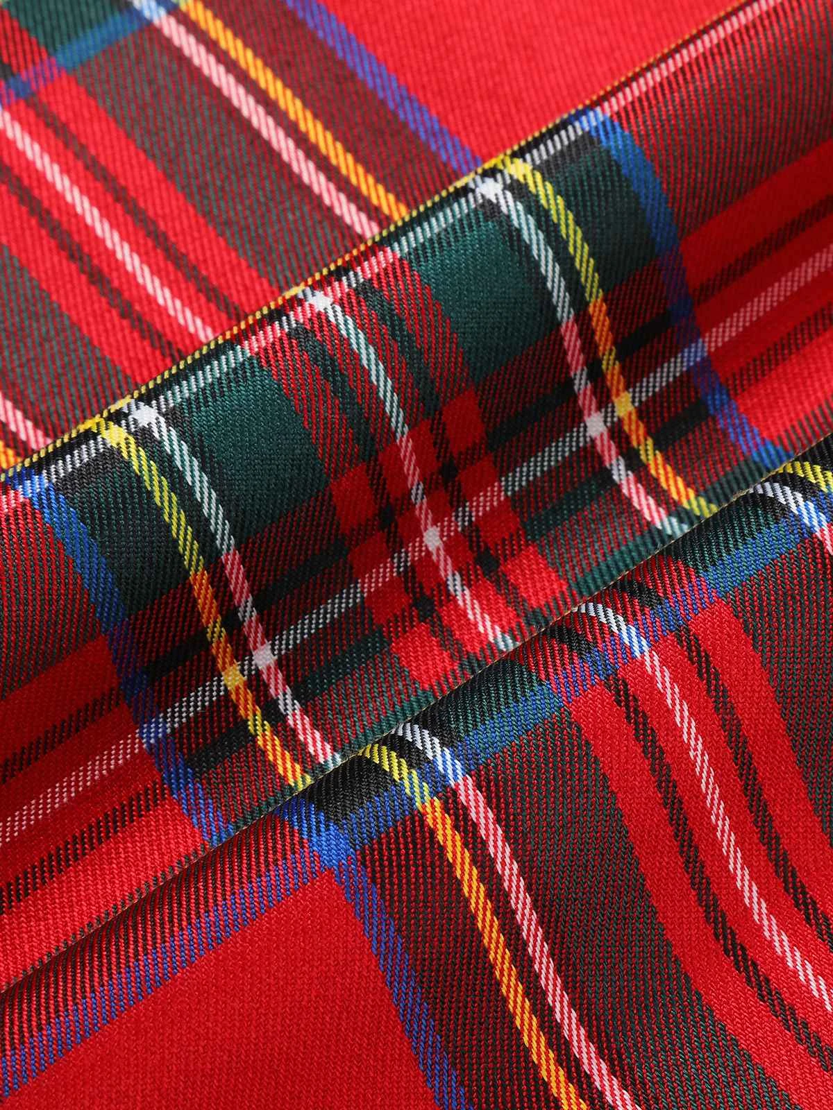 Red 1950s Plaids Buttoned Strap Dress 7 Red 1950s Plaids Buttoned Strap Dress - Image 5