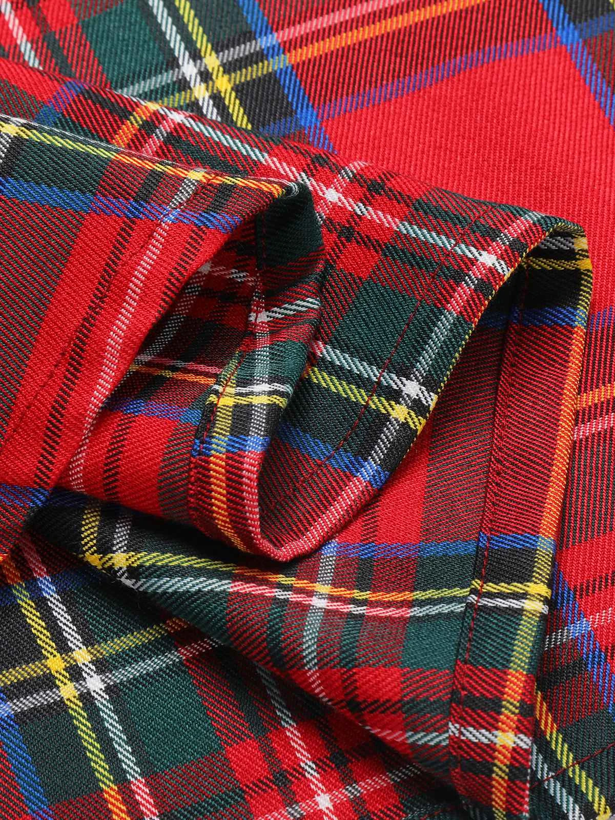 Red 1950s Plaids Buttoned Strap Dress 8 Red 1950s Plaids Buttoned Strap Dress - Image 6