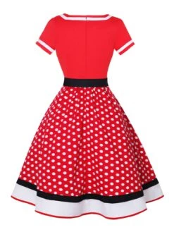 Multicolor 1950s Polka Dots Patchwork Belted Dress -Retro Pulse Shop SCHL003093 R 2