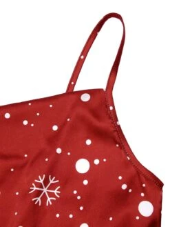 Red 1930s Christmas Strap Snowflake Mermaid Dress -Retro Pulse Shop SCHL003107 4 compressed