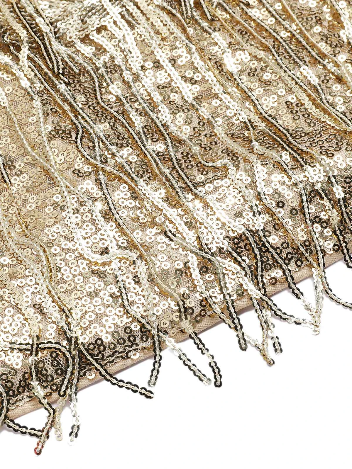 1960s V-Neck Tassel Sequined Wrap Dress 8 1960s V-Neck Tassel Sequined Wrap Dress - Image 6