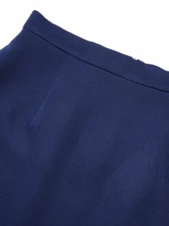 Blue 1960s Solid Back Split Pencil Skirt -Retro Pulse Shop SCHL003227 4