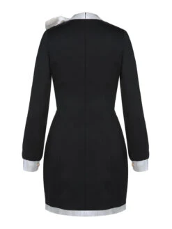 Black & White 1960s Bow Patchwork Pencil Dress -Retro Pulse Shop SCHL003241 B 1 3