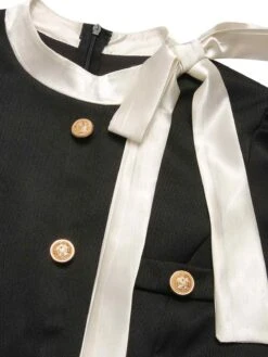 Black & White 1960s Bow Patchwork Pencil Dress -Retro Pulse Shop SCHL003241 B 1 5