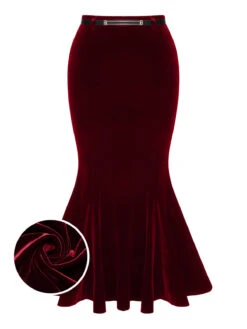 1930s Solid Velvet Mermaid Skirt 11 1930s Solid Velvet Mermaid Skirt -Retro Pulse Shop SCHL003255 WR 1