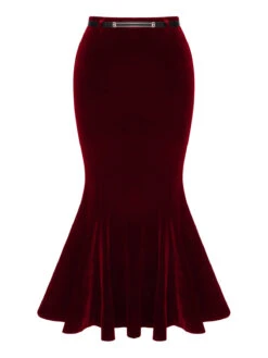 1930s Solid Velvet Mermaid Skirt 12 1930s Solid Velvet Mermaid Skirt -Retro Pulse Shop SCHL003255 WR 2