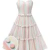 Multicolor 1950s Spaghetti Strap Striped Dress -Retro Pulse Shop SCHL003290 01