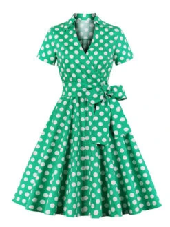 [Plus Size] 1950s Polka Dots Waist Tie Lapel Dress -Retro Pulse Shop SCHL003341 G 1 19d16550 e511 481b 88dc bf7352320afc