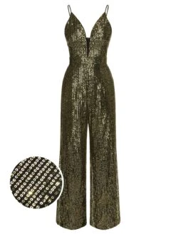 1930s Sequined Shiny Slip Vintage Jumpsuit -Retro Pulse Shop SCHL003382 01