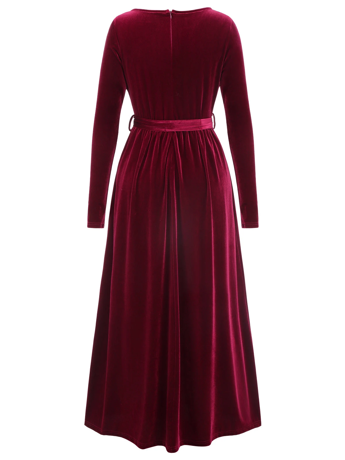 1940s Solid Velvet Belt Long Dress 6 1940s Solid Velvet Belt Long Dress - Image 4