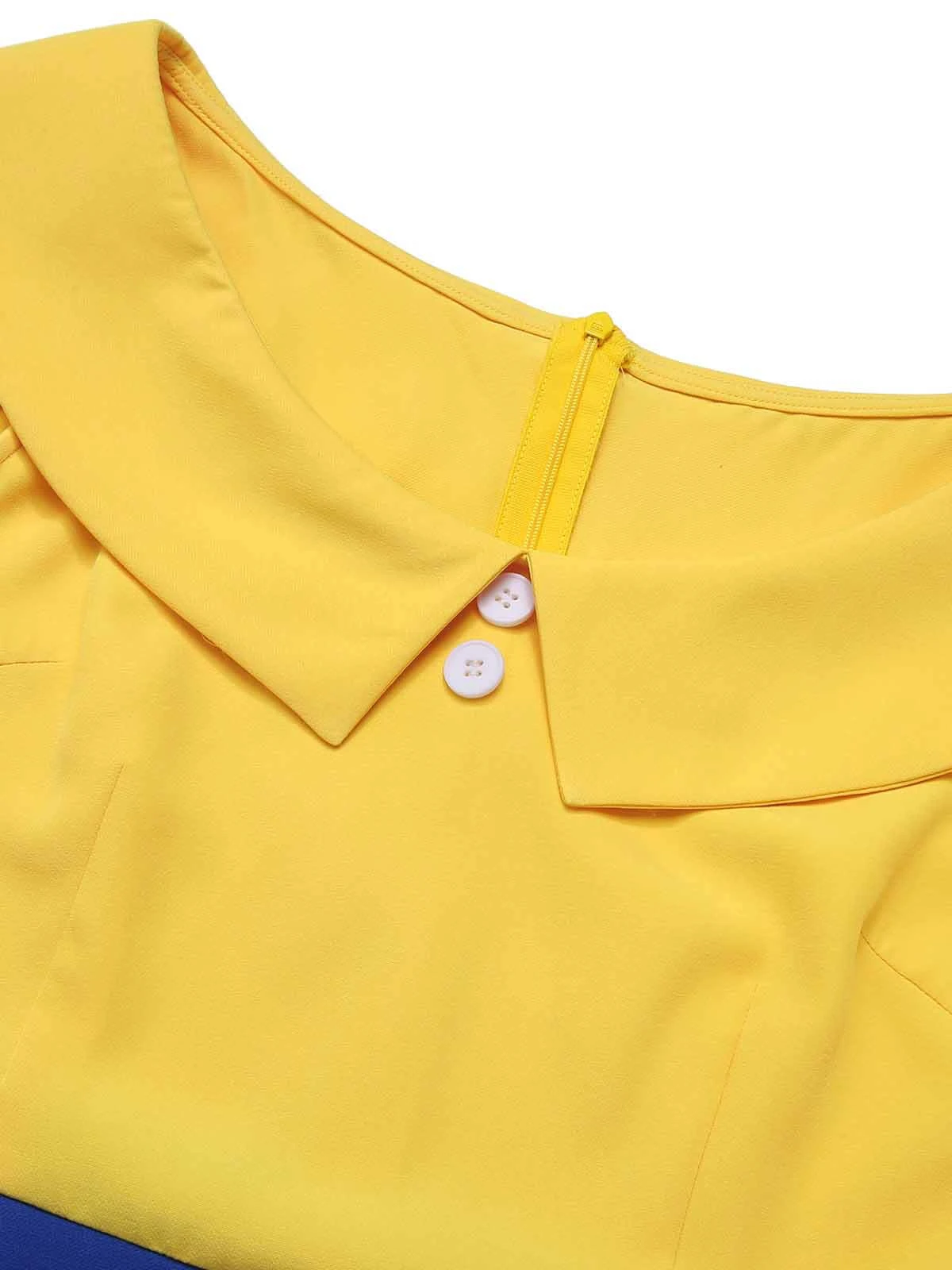 Yellow 1950s Off-Shoulder Buttons Romper 7 Yellow 1950s Off-Shoulder Buttons Romper - Image 5
