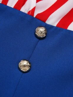 [Pre-Sale] 1960s V-Neck Red Blue Contrast Stripes Dress -Retro Pulse Shop SCHL003431 5 compressed