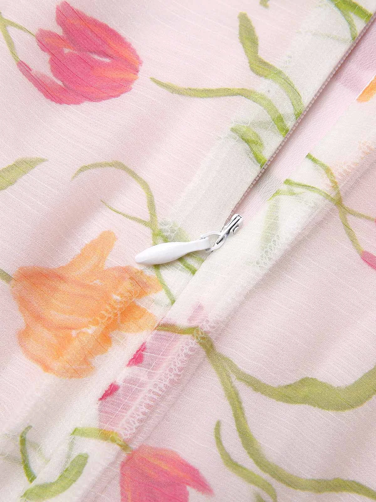 1950s Boat Neck Tulip Button Sleeveless Dress 9 1950s Boat Neck Tulip Button Sleeveless Dress - Image 7