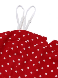 Red 1950s Polka Dot Spaghetti Strap Jumpsuit -Retro Pulse Shop SCHL003435 4