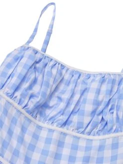 Blue 1950s Spaghetti Strap Plaids Bow Decor Dress -Retro Pulse Shop SCHL003473 4 compressed