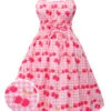 Pink 1950s Cherry Spaghetti Strap Dress -Retro Pulse Shop SCHL003474 01