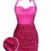 Pink 1960s Halter Sequined Wrap Dress -Retro Pulse Shop SCHL003476 01 compressed
