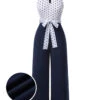 Blue 1940s Halter Polka Dot Jumpsuit -Retro Pulse Shop SCHL003478 01