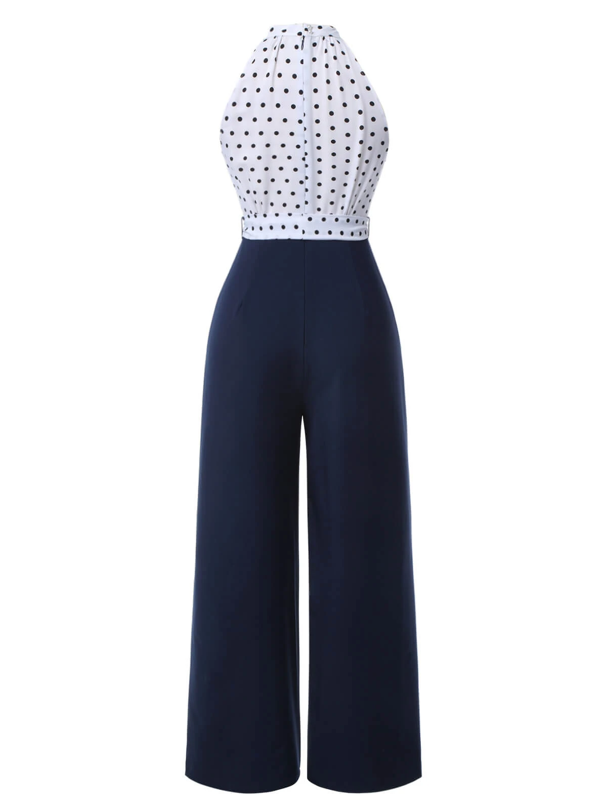 Blue 1940s Halter Polka Dot Jumpsuit 6 Blue 1940s Halter Polka Dot Jumpsuit - Image 4