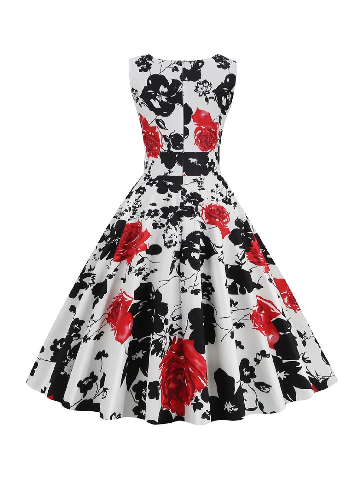 1950s V-Neck Floral Sleeveless Dress 5 1950s V-Neck Floral Sleeveless Dress - Image 3