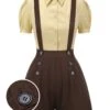 2PCS 1940s Lapel Blouse & Buttons Overall Shorts -Retro Pulse Shop SCHL003498 SCH001190 01 compressed