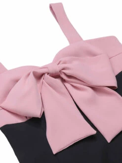 [Pre-Sale] Dark Gray 1960s Solid Wide Strap Bow Dress -Retro Pulse Shop SCHL003512 4