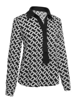 Black 1940s Geometric Patchwork Ribbon Blouse -Retro Pulse Shop SCHL003519 B 01 3