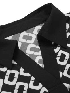 Black 1940s Geometric Patchwork Ribbon Blouse -Retro Pulse Shop SCHL003519 B 01 5