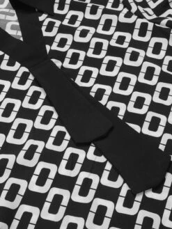 Black 1940s Geometric Patchwork Ribbon Blouse -Retro Pulse Shop SCHL003519 B 01 6