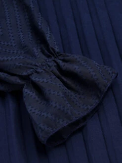 Dark Blue 1960s Jacquard V-Neck Bishop Sleeve Dress -Retro Pulse Shop SCHL003522 RBL 01 7