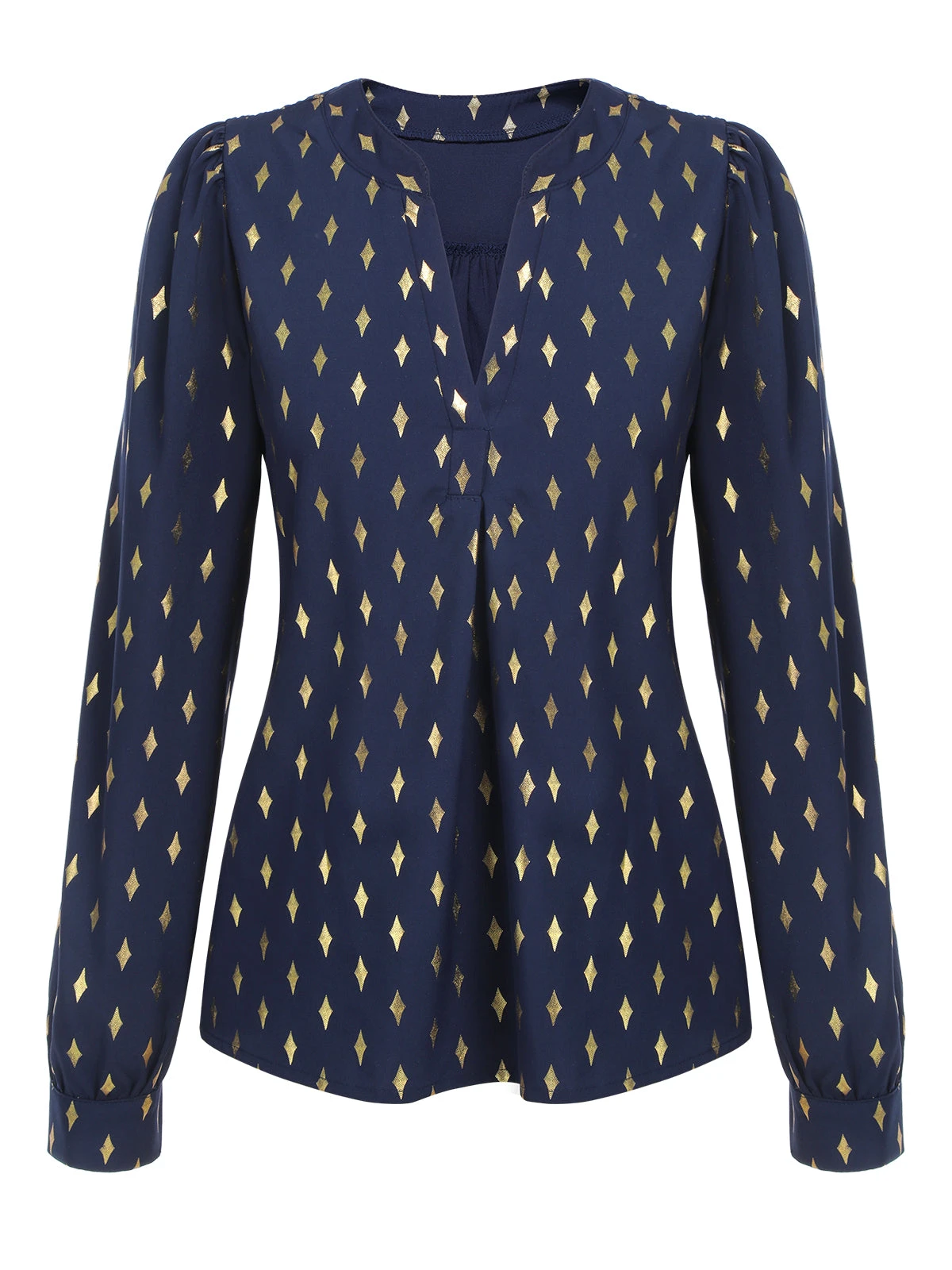 1940s Foil Stamping Stars V-Neck Blouse 18 1940s Foil Stamping Stars V-Neck Blouse - Image 16