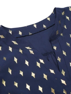 1940s Foil Stamping Stars V-Neck Blouse 40 1940s Foil Stamping Stars V-Neck Blouse -Retro Pulse Shop SCHL003523 4