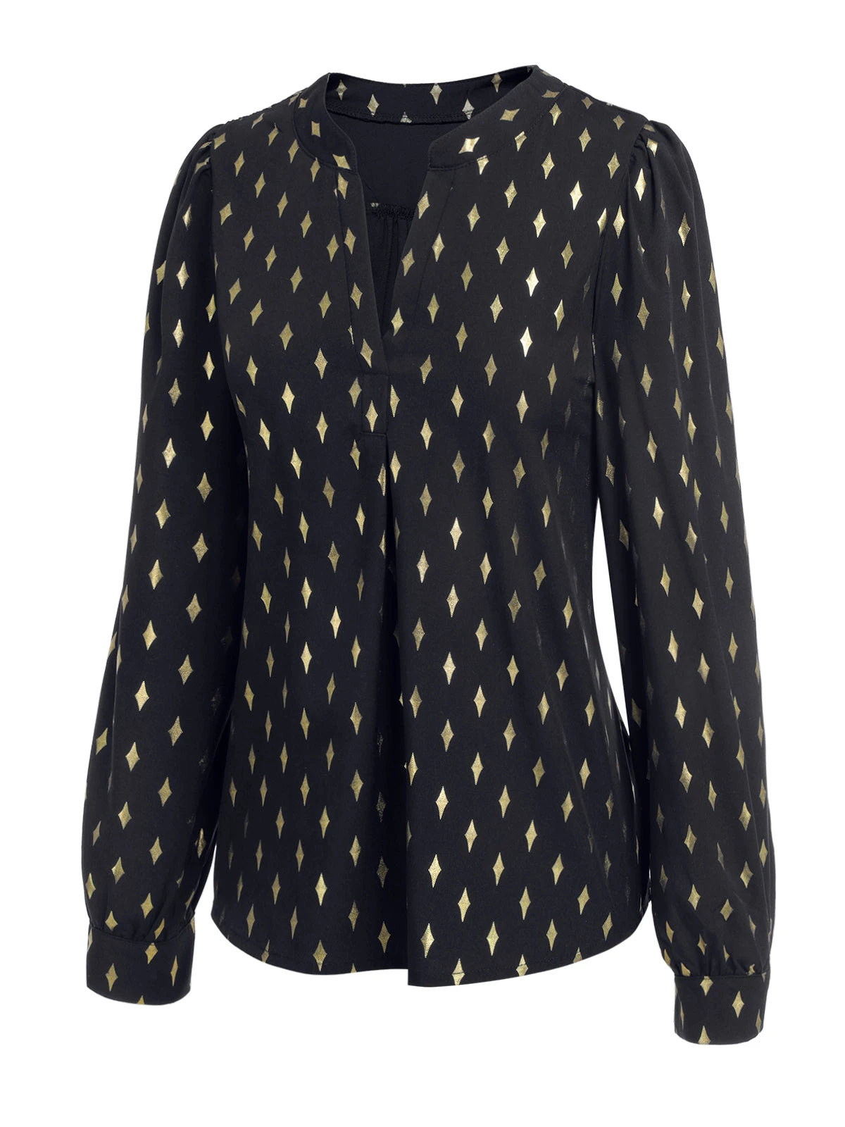 1940s Foil Stamping Stars V-Neck Blouse 5 1940s Foil Stamping Stars V-Neck Blouse - Image 3